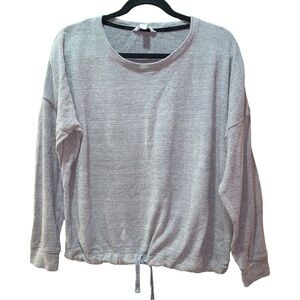 Three Dots Womens Size M Gray Pullover Long Sleeve Drawstring Waist Sweater